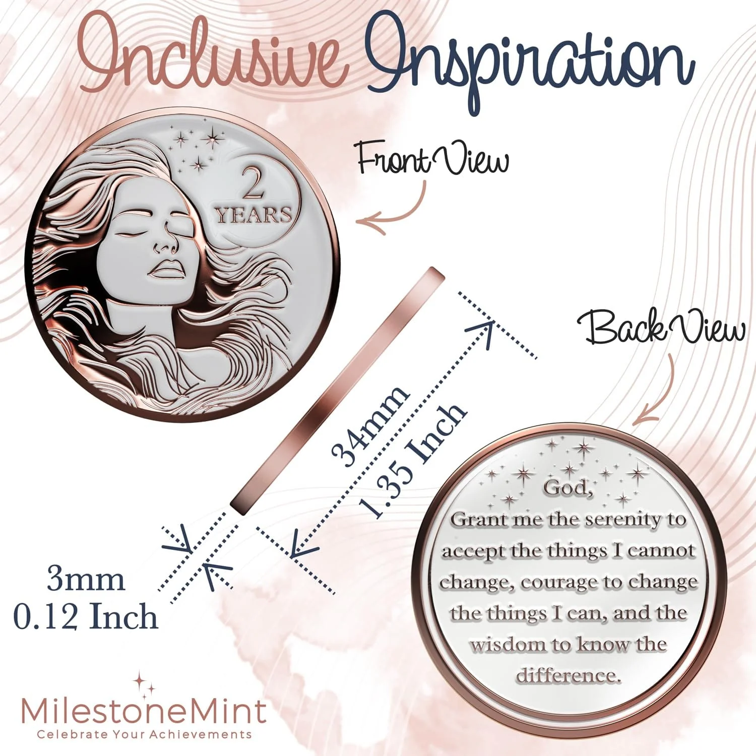 Recovery Medallion Coin I Inspiring Sobriety I Womens AA Milestone Serenity Prayer - Image 15