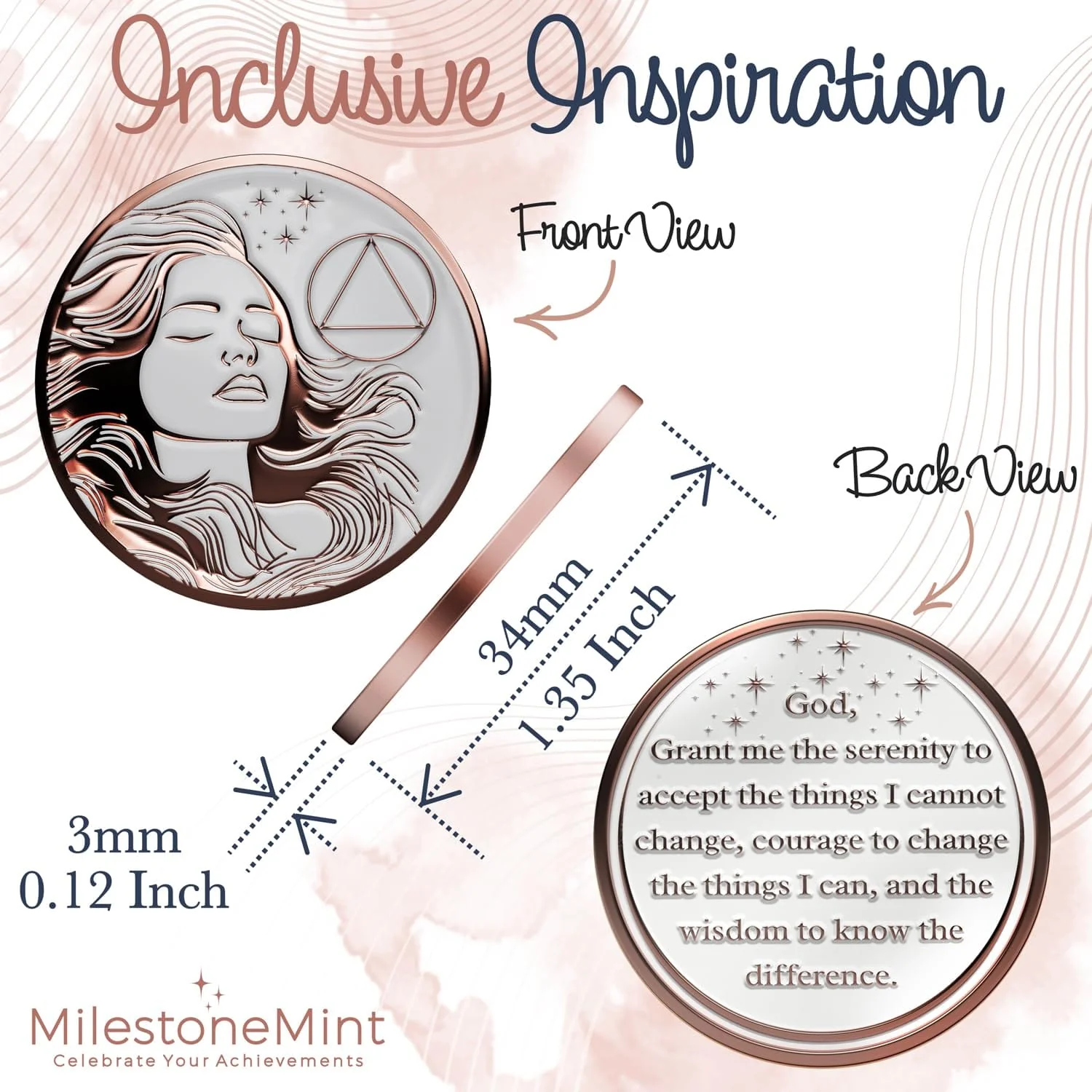 Recovery Medallion Coin I Inspiring Sobriety I Womens AA Milestone Serenity Prayer - Image 7